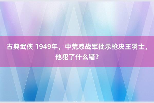 古典武侠 1949年，中荒凉战军批示枪决王羽士，他犯了什么错？