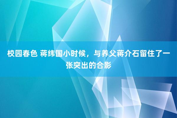 校园春色 蒋纬国小时候，与养父蒋介石留住了一张突出的合影