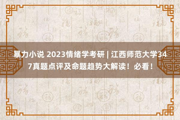 暴力小说 2023情绪学考研 | 江西师范大学347真题点评及命题趋势大解读！必看！