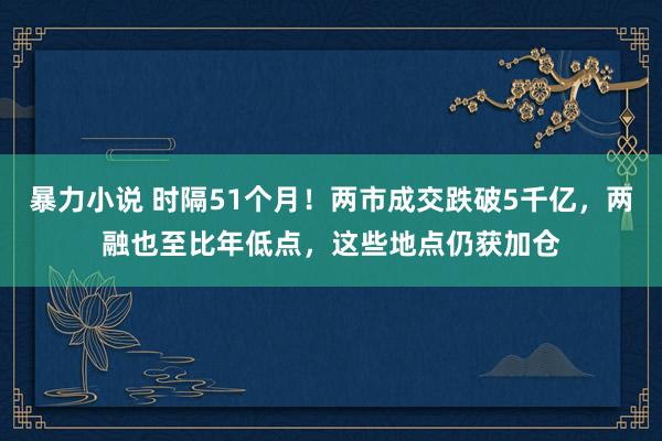 暴力小说 时隔51个月！两市成交跌破5千亿，两融也至比年低点，这些地点仍获加仓