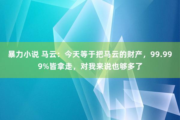 暴力小说 马云：今天等于把马云的财产，99.999%皆拿走，对我来说也够多了