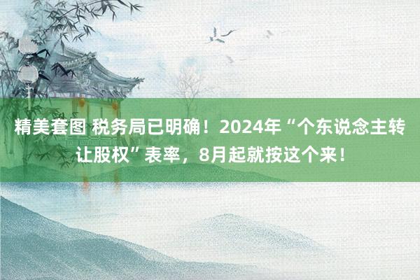 精美套图 税务局已明确！2024年“个东说念主转让股权”表率，8月起就按这个来！