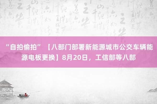 “自拍偷拍” 【八部门部署新能源城市公交车辆能源电板更换】8月20日，工信部等八部