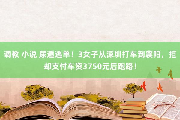 调教 小说 尿遁逃单！3女子从深圳打车到襄阳，拒却支付车资3750元后跑路！