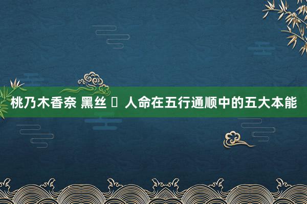 桃乃木香奈 黑丝 ⛳人命在五行通顺中的五大本能